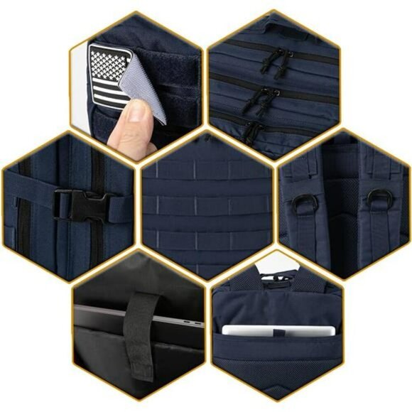 QT&QY 45L Tactical Backpack Molle Military Hiking Bug Out Bag Waterproof - Picture 6 of 7